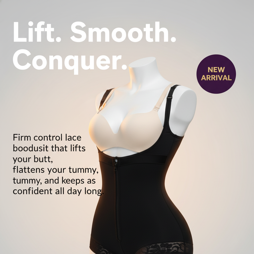 Shapeshe® Firm Control Butt Lifter Tummy Control Lace Bodysuit Shapewear
